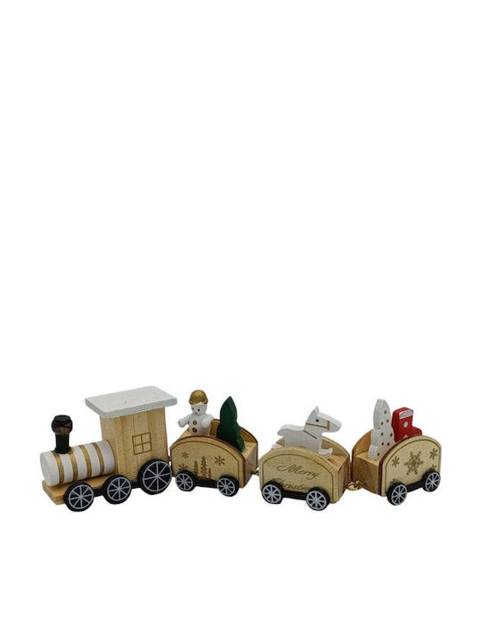 Figurină De Crăciun Din Lemn Trenuleț Alb 19 Cm