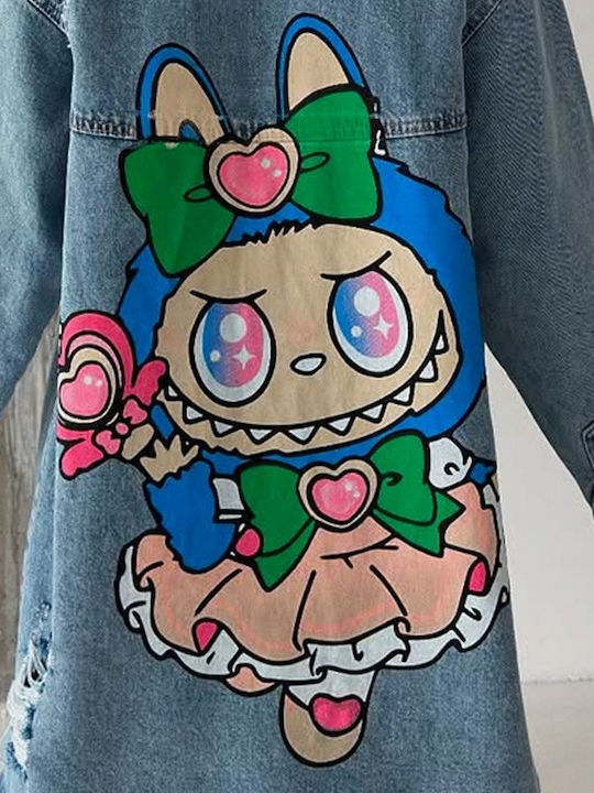 Lungă Jachetă de femei din denim Denim