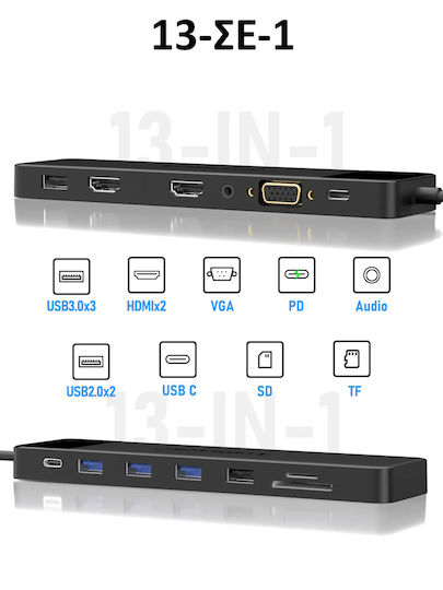 Lemorele USB-C Docking Station mit HDMI 4K PD und Verbindung 2 Monitore Schwarz