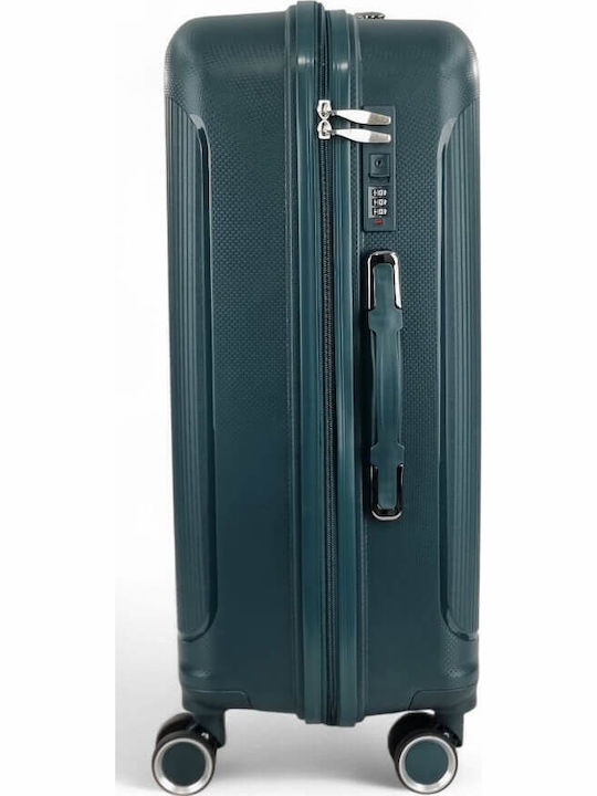 R&J Hard Green Suitcases With 4 Wheels Set Of 3 Pieces