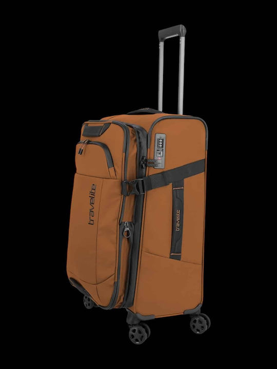 Travelite Medium Hard Travel Suitcase Carob Brown with 4 Wheels Height 67cm