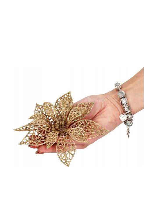 Crăciun Decorativ Metalic Floare Lungime 14cm. 10buc