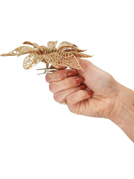 Crăciun Decorativ Metalic Floare Lungime 14cm. 10buc