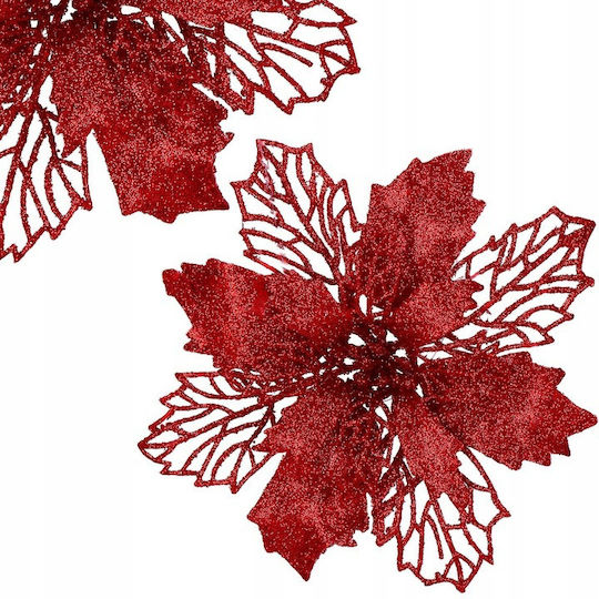 Crăciun Decorativ Metalic Floare Lungime 16cm. 10buc