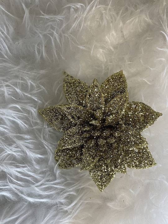 Crăciun Decorativ Metalic Floare Lungime 14cm. 10buc