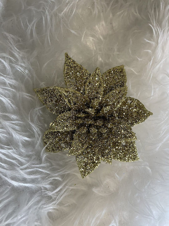 Crăciun Decorativ Metalic Floare Lungime 14cm. 10buc