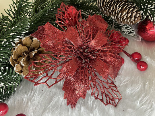 Crăciun Decorativ Metalic Floare Lungime 16cm. 10buc