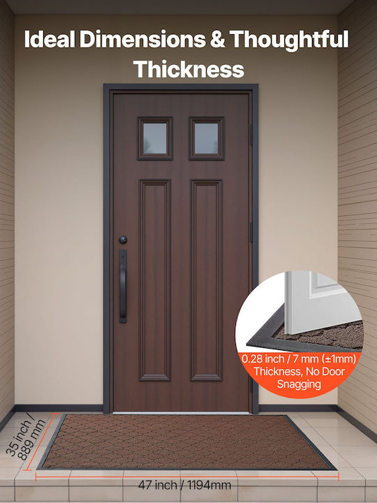 Vevor Entrance Mat Anti-slip Brown 119.4x88.9cm Thickness 7mm
