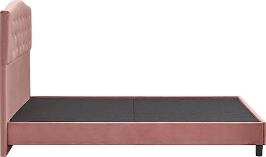 Juniper Bett Halbdoppel mit Stoff Rosa mit Lattenrost für Matratze 120x200cm