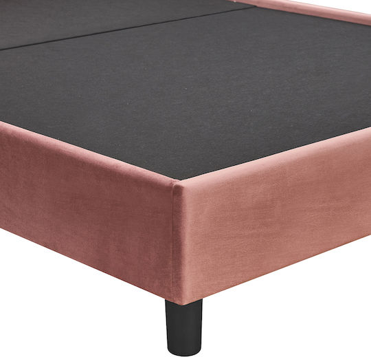 Juniper Bett Halbdoppel mit Stoff Rosa mit Lattenrost für Matratze 120x200cm