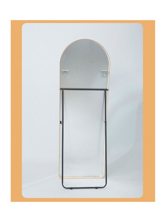 Oglindă Arcuită Cu Cadru Metalic Roz 150x40cm