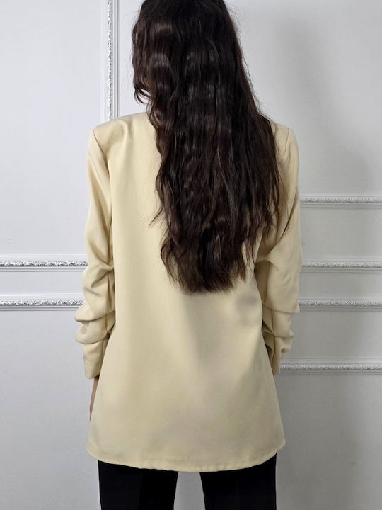 Lung Blazer pentru femei Sacou Light Cream