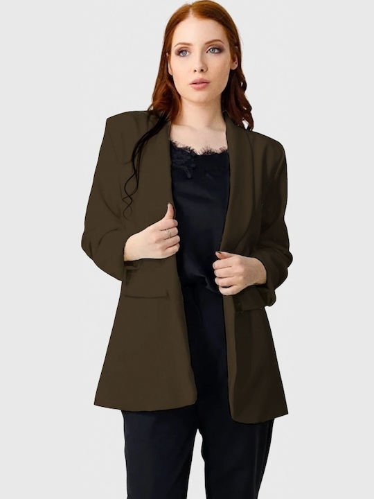 Lung Blazer pentru femei Sacou Brown