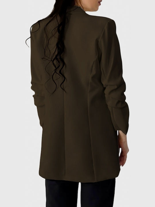 Lung Blazer pentru femei Sacou Brown