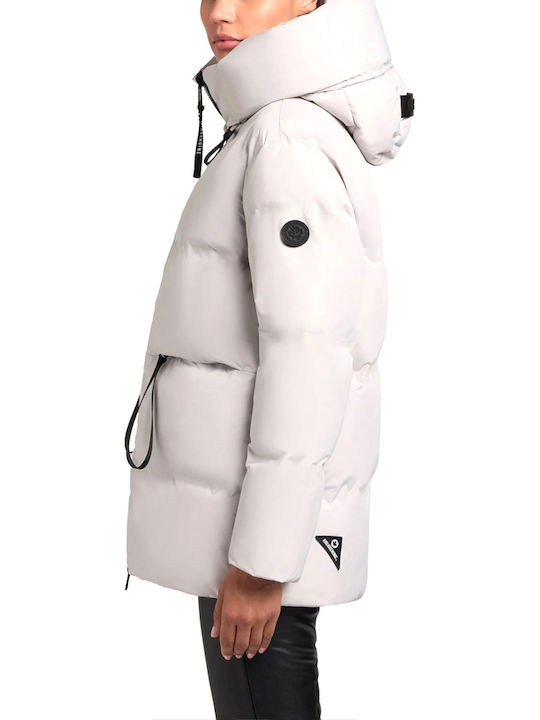 Women's Puffer Jacket Waterproof for Winter with Hood Gray