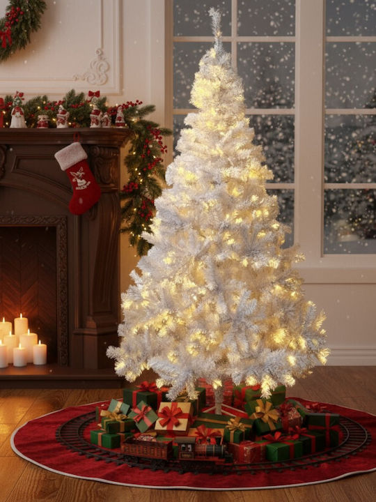 Weihnachtsbaum 195cm mit 936 Zweige und mit LED-Beleuchtung Weiß