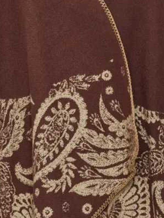 Women's Poncho Maroon Brown