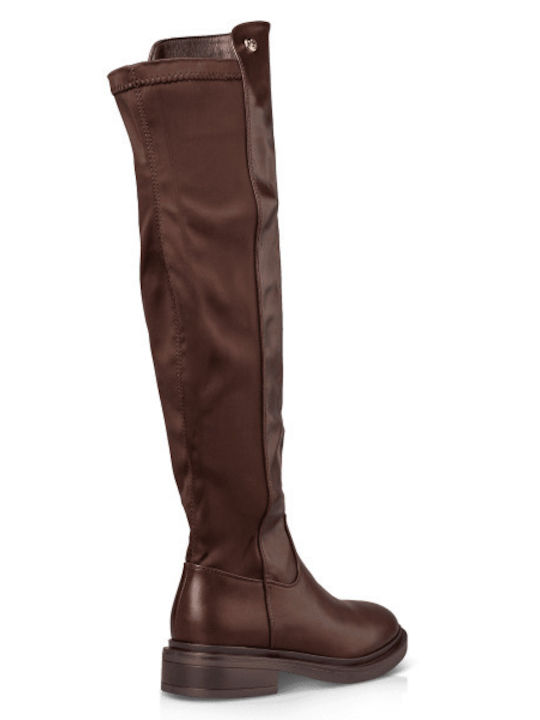 Synthetic Leather Over the Knee Women's Boots Brown