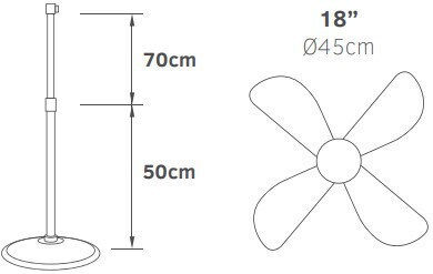 Стоящ Вентилатор 60W С Диаметър 45см Меден