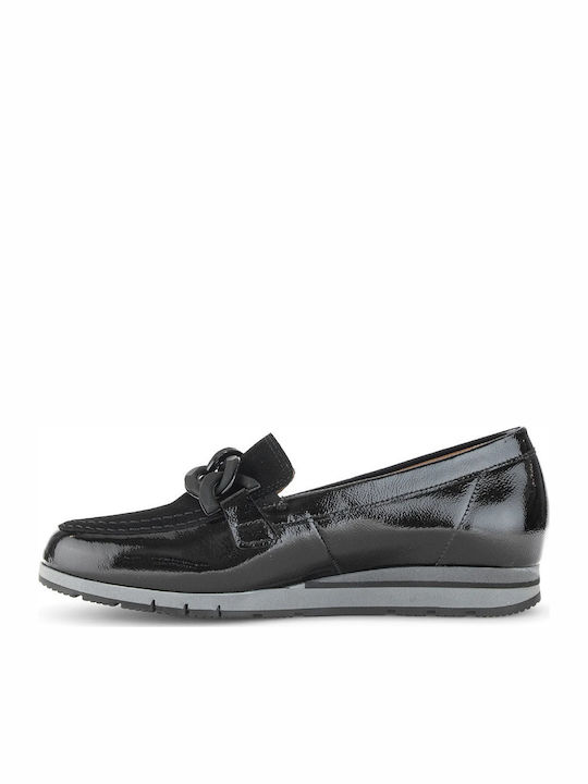 Lackleder Damen Loafers in Schwarz Farbe