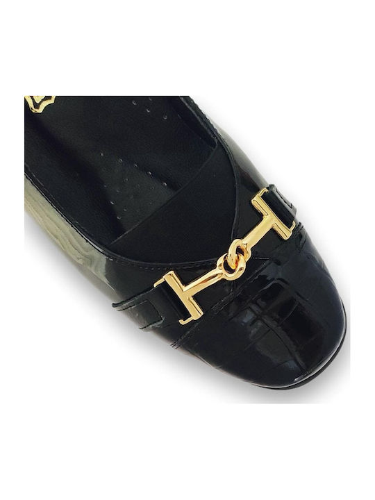 Pumps mit Chunky flachem Absatz Schwarz