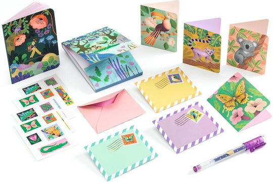 Djeco Kinder Schreibwarenset mit Notizbuch, Kugelschreiber und Etui 1Stück