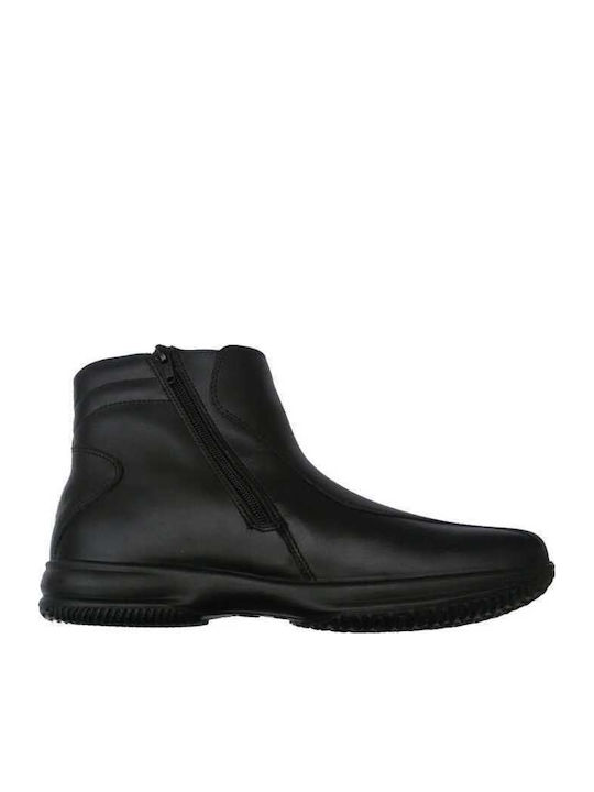 Piele Negru Ghete barbati Anatomic cu fermoar