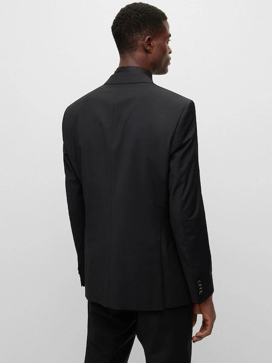 H Huge Men's Suit Slim Fit Black