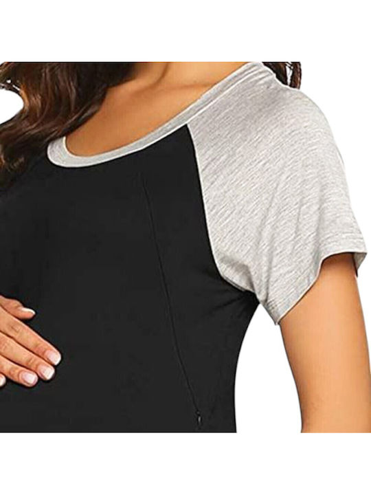 Queen Mother Nightgown Maternity & Nursing Black-grey