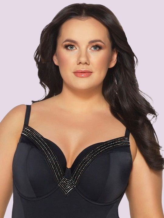 Ava Women's Black One Piece Swimsuit Light Padding Large Bust Skj-58