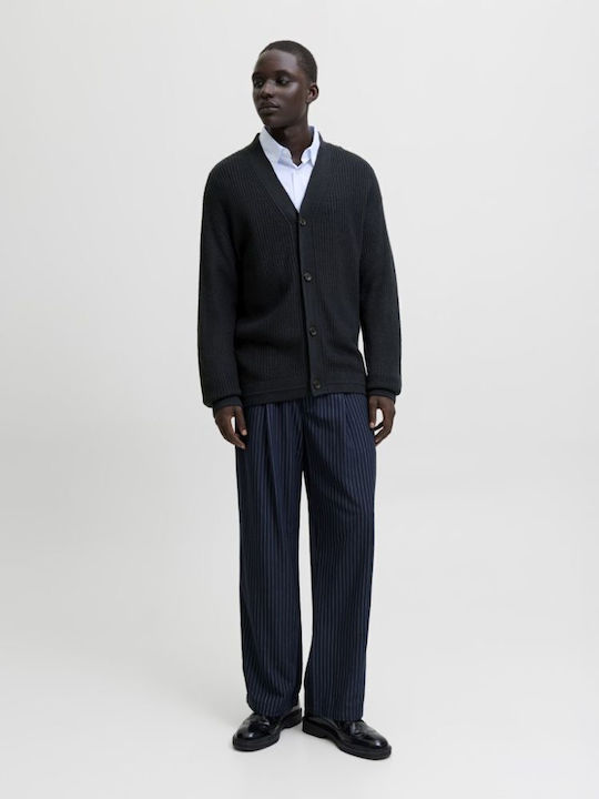 Men's Knitted Cardigan with Buttons Navy Blue