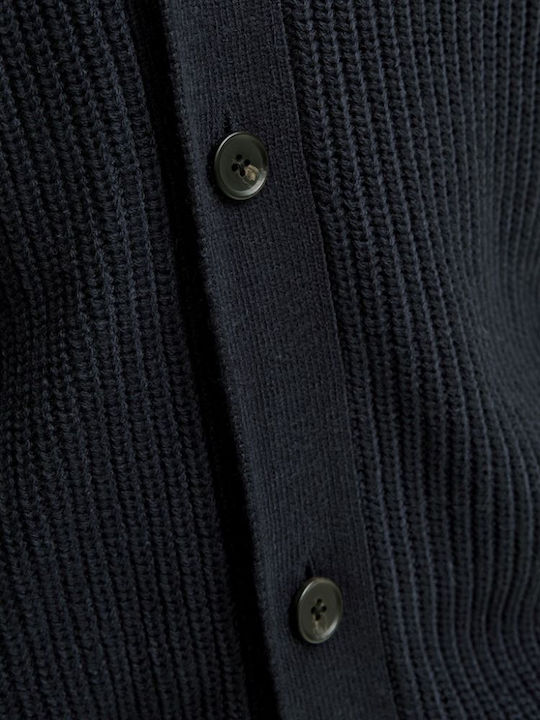 Men's Knitted Cardigan with Buttons Navy Blue