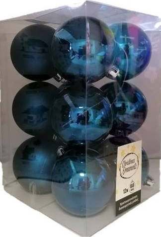 Ornament suspendat Glob Plastic Albastru 6buc Set 12buc