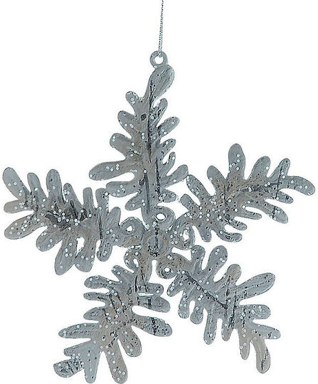 Hanging Ornament Flower Plastic Silver 12x12cm