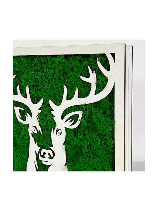 Forest Deer Painting Stabilized Natural Moss Green