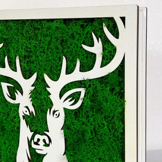 Forest Deer Painting Stabilized Natural Moss Green