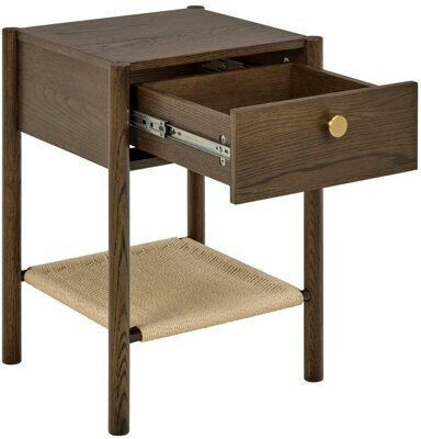 Norsica 983 Wooden Bedside Table with Metal Legs Brown 44x40x60cm Norsica 983 Wooden Bedside Table with Metal Legs Brown 44x40x60cm