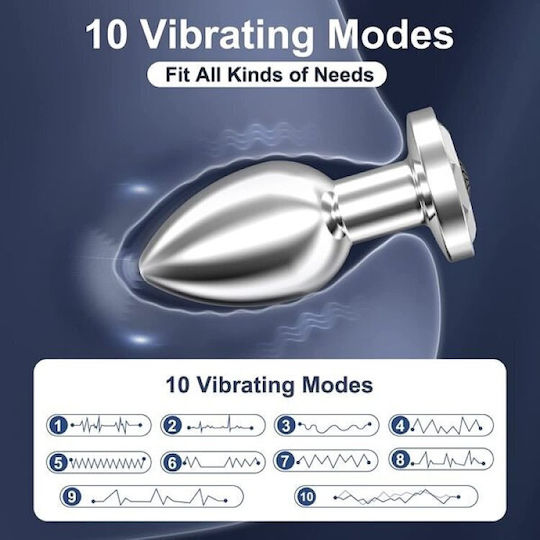 Smd Silver Unicorn Remote Controlled Anal Plug Vibrator Vibrating Anal Plug & Remote Control 10 Vibrations Silver