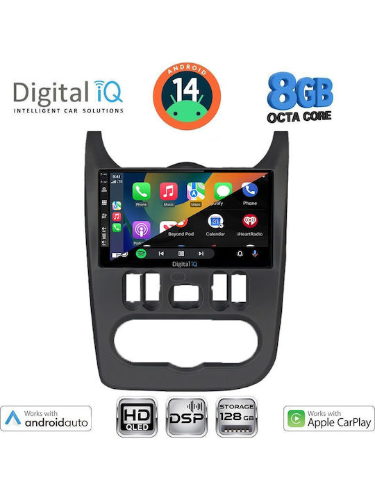 Digital IQ Car Audio System for Renault Logan Dacia Duster / Logan / Sandero 2006-2012 (Bluetooth/USB/AUX/WiFi/GPS/Apple-Carplay/Android-Auto) with Touch Screen 9"