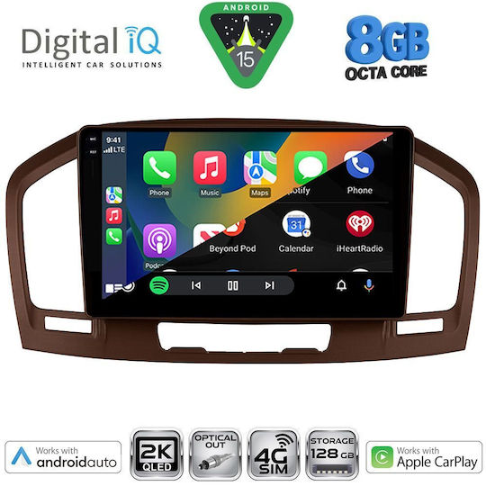 Digital IQ Car Audio System for Opel Insignia 2008-2013 (Bluetooth/USB/AUX/WiFi/GPS/Apple-Carplay/Android-Auto/CD) with Touch Screen 9"