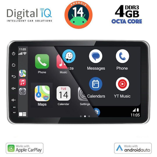 Digital IQ Автомобилна Аудио Система (Блутут/USB/AUX/WiFi/GPS/Apple-Carplay/Android-Auto) с Тъчскрийн 9"