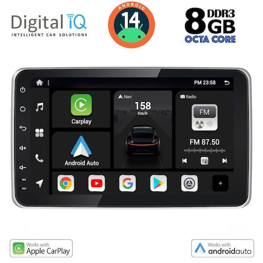 Digital IQ Автомобилна Аудио Система (Блутут/USB/AUX/WiFi/GPS/Apple-Carplay/Android-Auto) с Тъчскрийн 9"