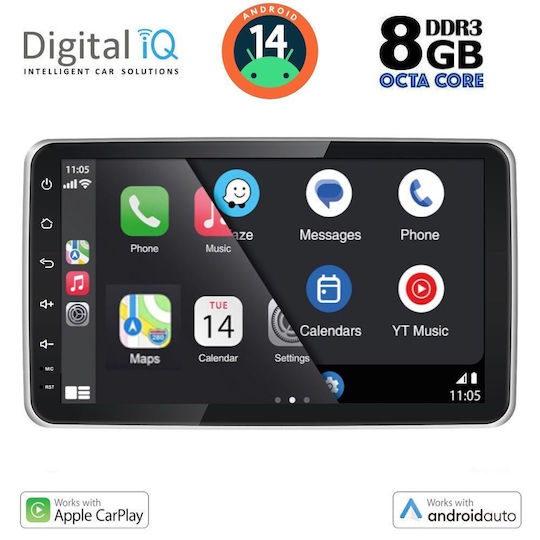 Digital IQ Автомобилна Аудио Система (Блутут/USB/AUX/WiFi/GPS/Apple-Carplay/Android-Auto) с Тъчскрийн 9"