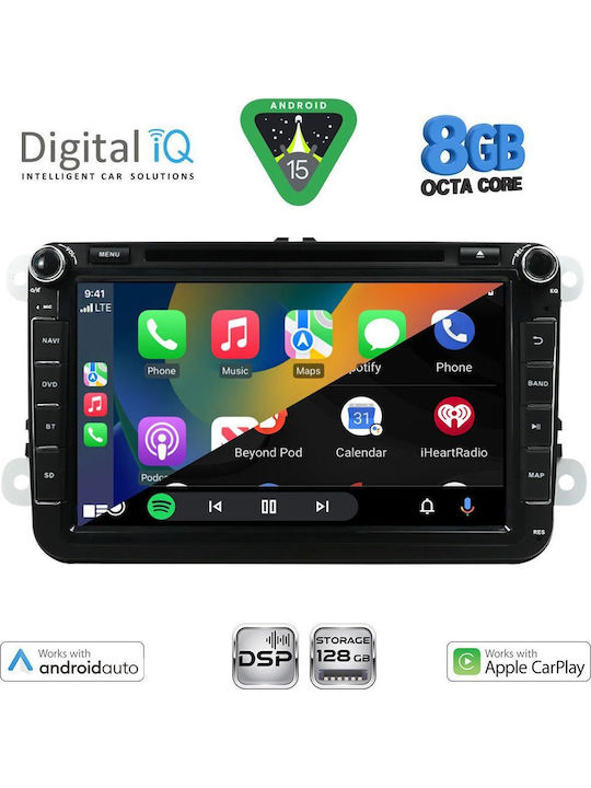 Digital IQ Auto-Audiosystem 2004-2018 mit Klima (Bluetooth/USB/AUX/WiFi/GPS/Apple-Carplay/Android-Auto) mit Touchscreen 8"