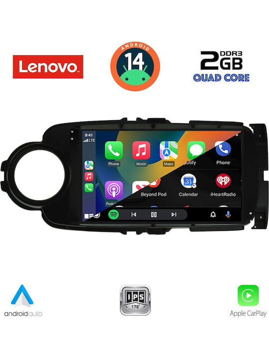 Lenovo Car Audio System for Toyota Yaris 2011-2015 (Bluetooth/USB/AUX/WiFi/GPS/Apple-Carplay/Android-Auto) with Touch Screen 9"