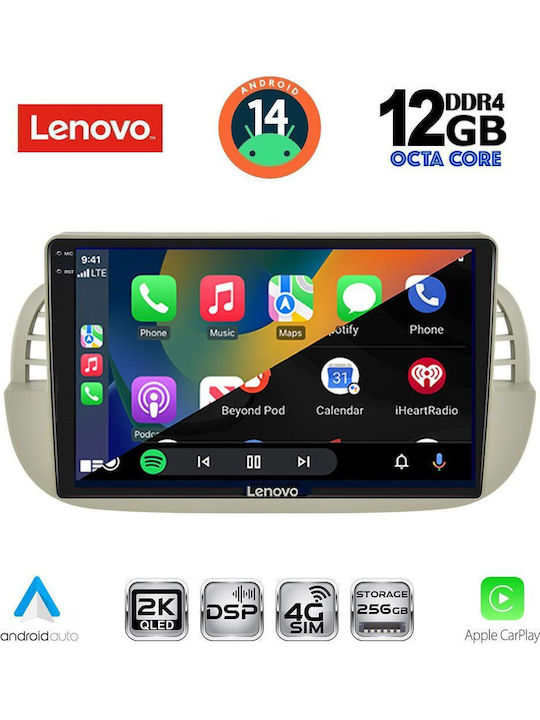Lenovo Car Audio System for Fiat 500 BMW X1 / X3 / X4 2007-2015 (Bluetooth/USB/AUX/WiFi/GPS/Apple-Carplay/Android-Auto) with Touch Screen 9"