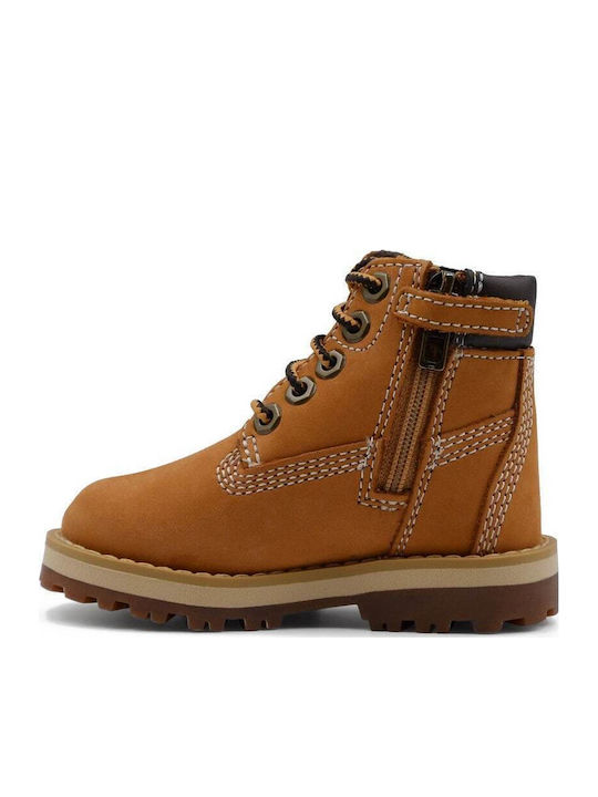 Courma Leather Kids Boots with Zipper Tabac Brown