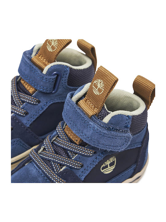 Ghete Copii din Suede cu Velcro Albastru