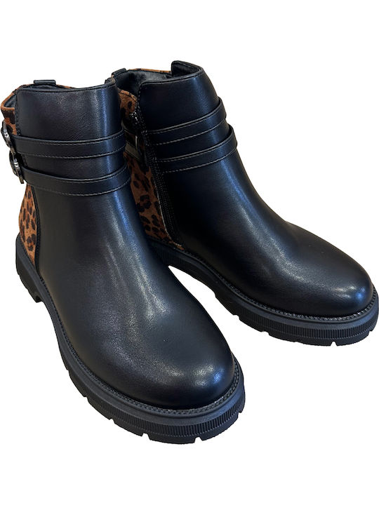 Ghete Copii din Piele Black / Animal Print