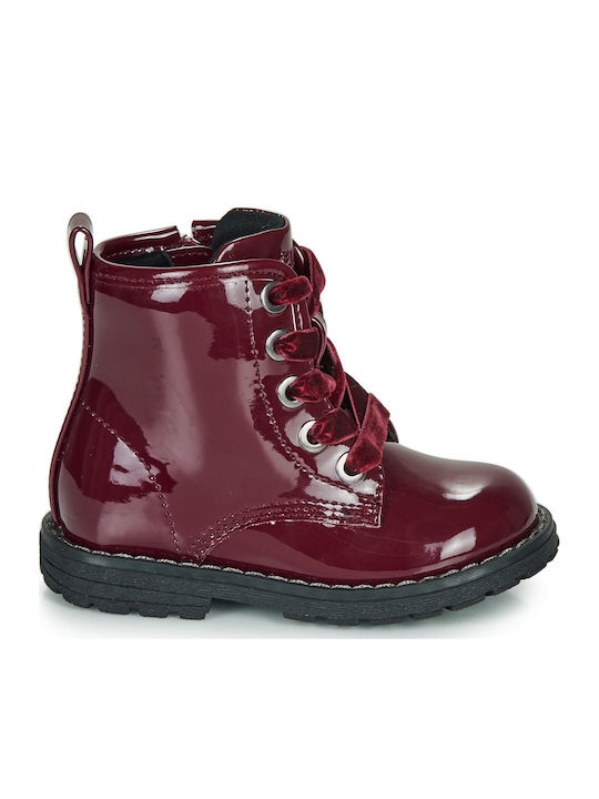 Colles Leather Kids Boots with Laces Burgundy